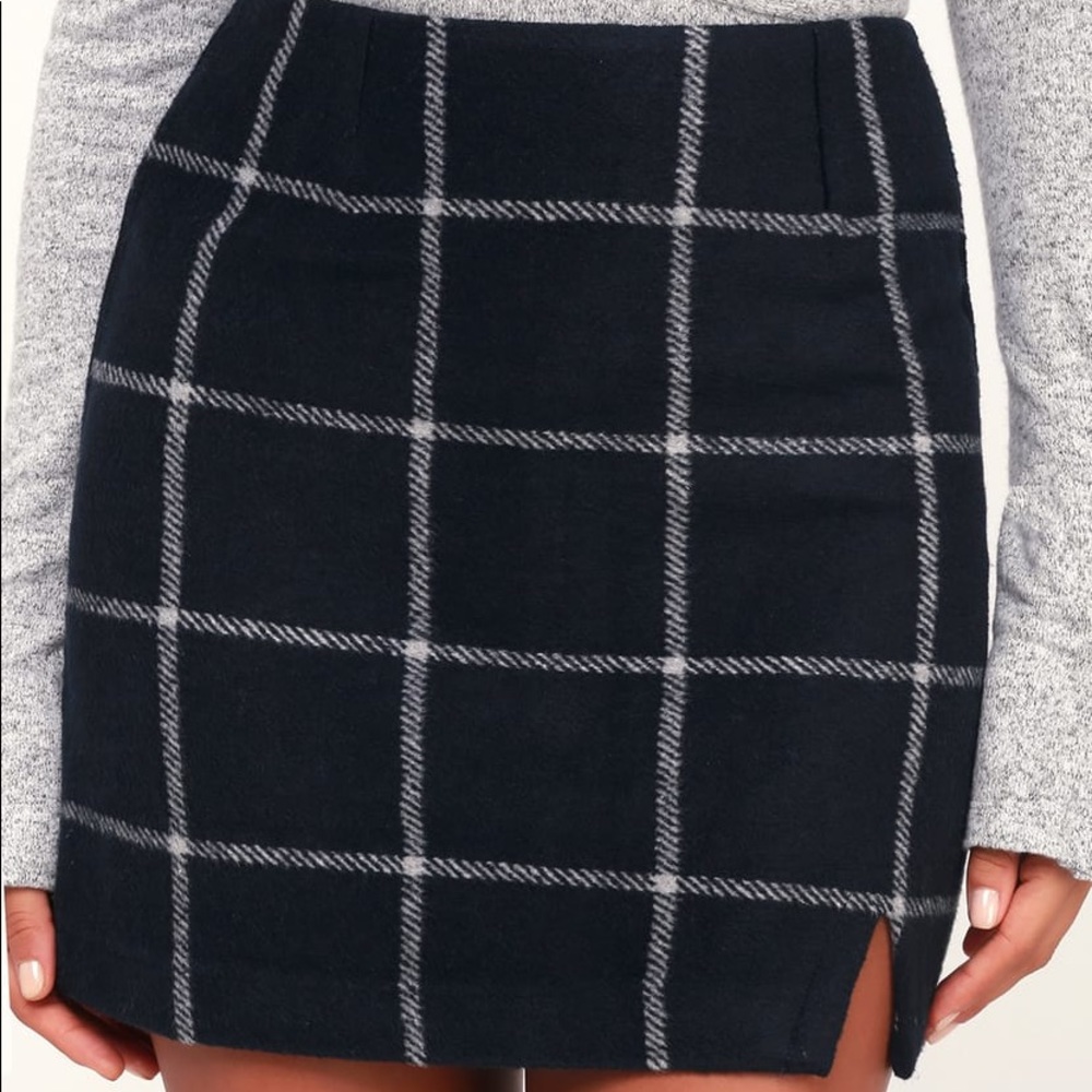 Lulu’s Spence Navy Blue Plaid Mini Skirt - Picture 2 of 6